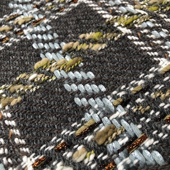 Sevier Skirts Plaid A-Line Skirt Grey, White, Light Blue & Metallic Copper Sz 10 - Picture 6 of 7